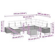 Градински Софа Комплект с възглавница 9 pcs Бежово Полиратан