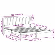 Рамка за легло Светлосиво 180 x 200 cm Солидно борово дърво