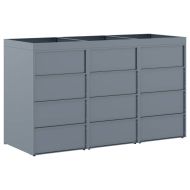 Контейнер за съхранение на 3 коша Светлосиво