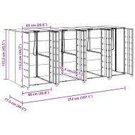 Контейнер за съхранение на 3 коша 340 x 77.5 x 115.5 см