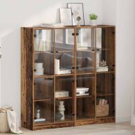 Висок шкаф 2 pcs Старо дърво 136 x 37 x 142 см Инженерно дърво