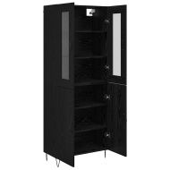 Висок шкаф Бяло и черно дъбово 69,5 x 34 x 180 см