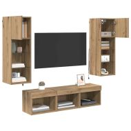 Стойки за телевизор 5 pcs Черния дъб Инженерно дърво