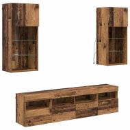 ТВ стенни единици с LED 5 pcs Старо дърво 40,5 x 30 x 90 см