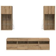 ТВ стенни единици с LED 5 pcs Дъб 40,5 x 30 x 90 см