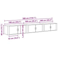 Комплект стенен ТВ шкаф 3 pcs Старо дърво 100 x 34,5 x 40 см