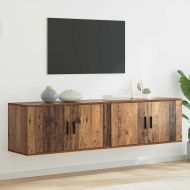 Комплект стенен ТВ шкаф 2 pcs Старо дърво 80 х 34,5 х 40 см