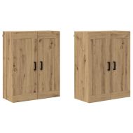 Стенно монтиран шкаф 2 pcs Дъб 69,5 x 34 x 90 см