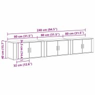 Комплект стенен ТВ шкаф 3 pcs Черния дъб 80 х 34,5 х 40 см