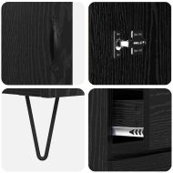 Висок шкаф 2 pcs Черния дъб Инженерна дървесина и стъкло