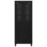 Висок шкаф 2 pcs Черния дъб Инженерна дървесина и стъкло