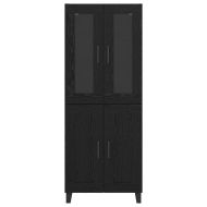 Висок шкаф 2 pcs Черния дъб Инженерна дървесина и стъкло