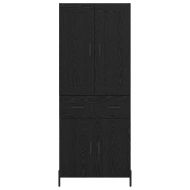 Висок шкаф с чекмедже 2 pcs Черния дъб Инженерно дърво