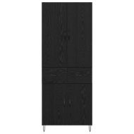 Висок шкаф 2 pcs Черния дъб Инженерна дървесина и стъкло