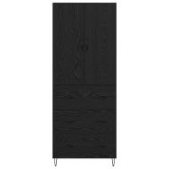 Висок шкаф 2 pcs Черния дъб Инженерна дървесина и стъкло