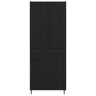 Висок шкаф 2 pcs Черния дъб Инженерна дървесина и стъкло