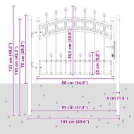 Врата за ограда с връх под формата на копие Сив 103 x 75 см