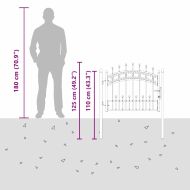 Врата за ограда с връх под формата на копие Сив 103 x 75 см
