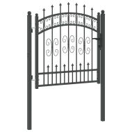 Врата за ограда с връх под формата на копие Сив 103 x 100 см