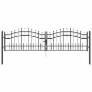 Врата за ограда с връх под формата на копие Сив 305 x 75 см