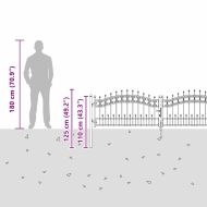 Врата за ограда с връх под формата на копие Сив 305 x 75 см