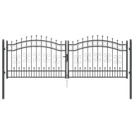 Врата за ограда с връх под формата на копие Сив 305 x 100 см