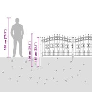 Врата за ограда с връх под формата на копие Сив 305 x 100 см