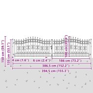 Врата за ограда с връх под формата на копие Сив 404 x 100 см