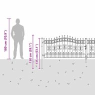Врата за ограда с връх под формата на копие Сив 404 x 100 см