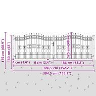 Врата за ограда с връх под формата на копие Сив 404 x 125 см