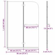 Душова обшивка Черно 120 x 140 cm ESG стъкло и алуминий