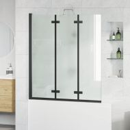 Душова обшивка Черно 130 x 138 см ESG стъкло и алуминий