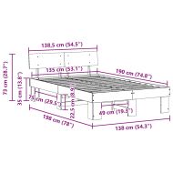 Рамка за легло с таблото Бяло 135 x 190 cm Солидно борово дърво