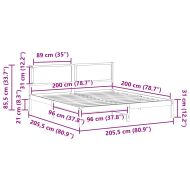 Рамка за легло Черно 200 x 200 cm Солидно борово дърво