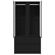 Шкаф за баня с врата Черно 79,5 x 49 x 156 см Инженерно дърво