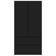 Шкаф за баня с врата Черно 79,5 x 49 x 156 см Инженерно дърво