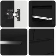 Шкаф за баня с врата Черно 79,5 x 49 x 156 см Инженерно дърво