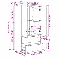 Шкаф за баня Сив Сонома 79,5 x 49 x 156 см Инженерно дърво