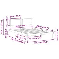 Рамка за легло Светлосиво 160 x 200 cm Солидно борово дърво