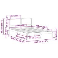 Рамка за легло Светлосиво 150 x 200 cm Солидно борово дърво