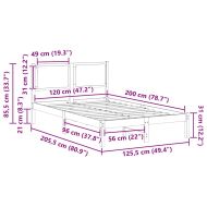 Рамка за легло Таупе 120 x 200 cm Солидно борово дърво