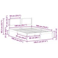 Рамка за легло Черно 140 x 190 cm Солидно борово дърво