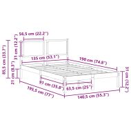 Рамка за легло Черно 135 x 190 cm Солидно борово дърво