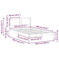 Рамка за легло Черно 120 x 190 cm Солидно борово дърво