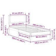 Рамка за легло Светлосиво 100 x 200 cm Солидно борово дърво
