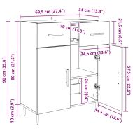 Служебен шкаф Старо дърво 69,5 x 34 x 90 см Инженерно дърво