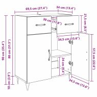 Служебен шкаф Черния дъб 69,5 x 34 x 90 см Инженерно дърво