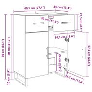 Служебен шкаф Черния дъб 69,5 x 34 x 90 см Инженерно дърво