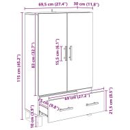 Висок шкаф Черния дъб 69,5 x 30 x 115 см Инженерно дърво