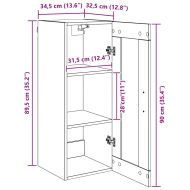 Стенен шкаф Дъб 34,5 x 34 x 90 см Инженерна дървесина и стъкло
